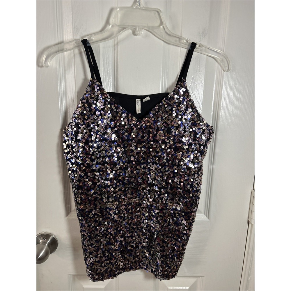 Cato Women's Black Sequin Camisole‎ Sleeveless Tank Top Size XS
